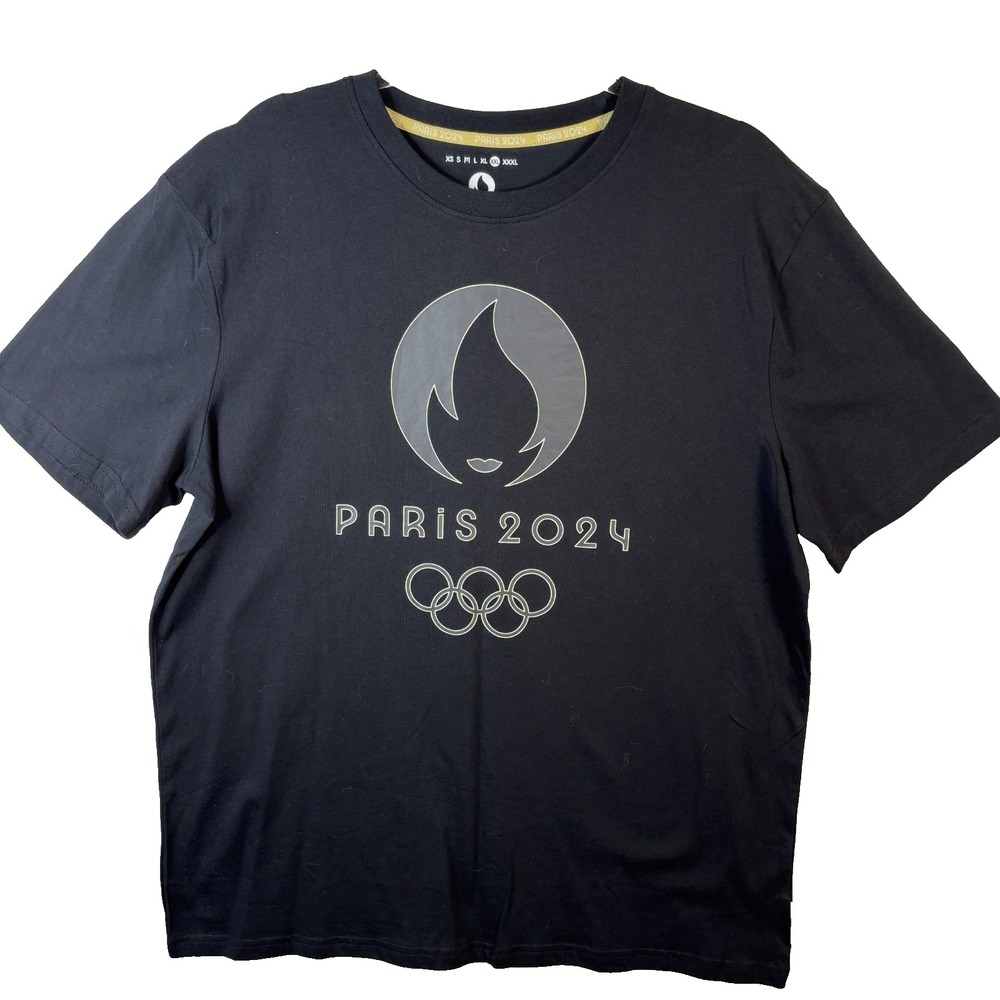 Olympics Official Paris 2024 Licensed XXL T-Shirt Tee Big Logo 3D JO Noir NWT
